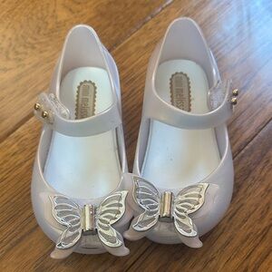 Mini Melissa White Butterfly Dress Shoes